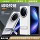 ESCASE【中軸磁吸】適用vivo x fold5手機殼支架保護套防摔皮革商務皮套簡約翻蓋折疊下蓋支點殼月光白