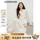 紅袖甜美垂感連衣裙2025春季新款女裝波西米亞風(fēng)收腰木耳邊領(lǐng)雪紡長(zhǎng)裙 本白3001 M