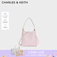 CHARLES&KEITH25秋新品吸扣式托特包手提子母水桶包七夕禮物CK2-10782671 Cotton Candy Pink棉花糖粉 S