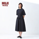 無印良品（MUJI）女式 涼感 短袖襯衫連衣裙女裝裙子純棉25年夏季長裙涼感物語 黑色 M (160/84A)