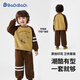 巴帝巴帝春秋款嬰幼兒男童衛衣衛褲時(shí)尚百搭運動(dòng)休閑套裝 卡其色 140