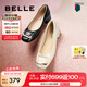 百麗（Belle）七夕禮物方扣高跟鞋女商場同款干練淺口單鞋Z8B1DCQ3預售 黑色 35 (225mm)