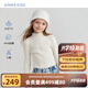 愛慕兒童（AIMER KIDS）秋冬純色3A抗菌毛衣兒童針織打底衫中性半高領(lǐng)打底上衣可外穿厚款 白色 150