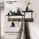 詩(shī)亭居進(jìn)門(mén)衣架北歐實(shí)木掛衣鉤家居入戶(hù)玄關(guān)墻上多功能衣帽鉤鑰匙掛鉤壁 【胡桃木色】5掛鉤2置物板