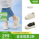 百思圖25夏復(fù)古休閑漁夫鞋厚底圓頭女單鞋B7809BA5 米色 36