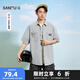 三福2025夏季男士凈色簡潮短襯衫 時尚潮流寬松翻領(lǐng)上衣500896 灰色 2XL