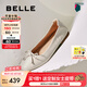 百麗（Belle）舒芙蕾絨面平跟單鞋女2025秋新商場(chǎng)款羊皮軟底便鞋E1E1DCQ5預(yù)售 米白 38