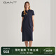 GANT/甘特新款女裝翻領(lǐng)長(zhǎng)裙裙子純色休閑寬松百搭POLO裙短袖連衣裙 晚藍(lán)色 M