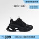 GG-CC【白鹿同款】秋季新款潮流厚底老爹鞋銀色增高休閑鞋女G24X9833 黑色 36