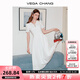 VEGA CHANG氣質(zhì)連衣裙女夏季2025年新款休閑簡約收腰顯瘦白色長裙 鋼琴白 M