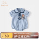 班喜迪嬰兒衣服夏季薄款夏日嬰幼兒女寶寶連體衣公主包屁衣夏裝外出爬服 藍(lán)色 90cm
