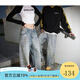 LEMANISMlemanism美式復(fù)古漆點(diǎn)牛仔褲男2024秋季寬松直筒褲子情侶休閑長(zhǎng)褲 淺藍(lán)色 XS