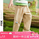 ASK JUNIOR男童褲子2025夏小童立體標(biāo)休閑拼接運(yùn)動(dòng)跑步純棉長(zhǎng)褲 卡其色 120 