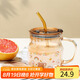 拜杰高硼硅牛奶杯早餐杯水杯杯子小熊玻璃水杯帶蓋帶吸管500ML