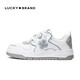 LUCKY BRAND板鞋 女士四葉草美式透氣舒適情侶款休閑鞋男運動(dòng)鞋LY0203 白灰37