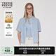 Teenie Weenie小熊女裝襯衫2025夏季新款清新學(xué)院簡(jiǎn)約棉麻混紡短袖 藍(lán)色 M