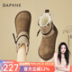 達(dá)芙妮（DAPHNE）保暖雪地靴加絨厚底短靴2025秋冬季新款套腳復(fù)古風(fēng)顯腳小女靴子 卡其綠 37