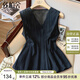 絲柏舍V領(lǐng)襯衫2025夏裝新款女裝時(shí)尚修身顯瘦簡(jiǎn)約無袖套頭上衣S52R2145C