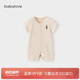 babylove嬰兒短袖連體衣夏季薄款衣服彩棉提花透氣哈衣爬服新生兒寶寶夏裝