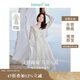 茵曼新中式流蘇盤(pán)扣襯衫兩件套夏季女裝刺繡吊帶裙套裝 梨花杏 S