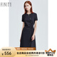 FINITY女裝連衣裙夏季新款藏青色圓領(lǐng)不規(guī)則設(shè)計(jì)感時(shí)尚A字裙 藏青色 L