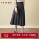 詩(shī)凡黎（'SEIFINI）詩(shī)凡黎經(jīng)典學(xué)院風(fēng)JK解構半身裙2025秋新款高腰顯瘦通勤百搭百褶裙 深灰 長(cháng)裙 M