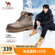駱駝（CAMEL）王俊凱同款馬丁靴高幫戶(hù)外工裝大黃靴情侶 G15W136025 米灰 41