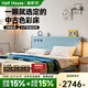 小半家具實木床家用小戶型齊邊床復古1.5m單人床櫻桃木日式1.8m軟包床 1.5M時光軟包床單床-藍