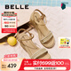 百麗（Belle）度假風(fēng)休閑涼鞋女2025夏新商場(chǎng)同款編織跛跟涼鞋D8T1DBL5 杏色 37 (235mm)