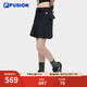 FILA FUSION斐樂潮牌梭織裙女夏季新款時尚休閑半身裙百褶裙 正黑色-BK M 165/66A