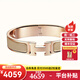 愛馬仕手鐲 新款合金琺瑯手鐲小號(hào) 窄款經(jīng)典H扣手鐲男女同款 生日禮物 奶茶-玫瑰金