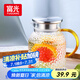 富光耐熱玻璃涼水壺大容量家用果汁杯花茶杯茶壺冷水壺錘紋壺1200ML