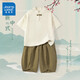 真維斯男童夏裝套裝2025年兒童演出服短袖短褲兩件套漢服中國(guó)風(fēng)運(yùn)動(dòng)衣服