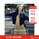 茵曼（INMAN）復古翻領寬松休閑牛仔短外套春秋季女百搭小個子上衣 深牛仔藍 M