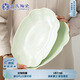 蘇氏陶瓷（SUSHI CERAMICS）浮雕青瓷描金小草魚(yú)盤(pán)菜盤(pán)12英寸2個(gè)裝