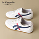 拉夏貝爾女鞋休閑德訓鞋秋季新款輕便運動(dòng)鞋百搭厚底板鞋 米/深藍  40