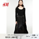 H&M女裝連衣裙2025年秋季新款燈籠裙擺禮服裙1270121 黑色 165/96 M