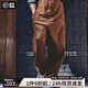 馬登工裝 美式燈芯絨背帶褲阿美咔嘰寬松直筒吊帶連體褲男春季 咖色 L