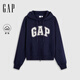GAP女裝2025秋季新款毛巾繡logo抓絨寬松拉鏈連帽衛衣外套829621