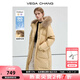 VEGA CHANG90白鴨絨羽絨服女2025冬季加厚狐貍毛領(lǐng)保暖中長(zhǎng)款外套 甜梨黃 S