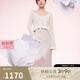 SNIDEL春夏V領(lǐng)荷葉邊針織衫吊帶連衣裙兩件套SWNO241110 象牙白 M （1）