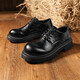 馬克華菲休閑皮鞋男士商務(wù)英倫風(fēng)大頭皮鞋2024夏季新款增高鞋 黑色  39