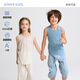 愛(ài)慕兒童（AIMER KIDS）背心2件裝男女孩童夏季無(wú)袖寬肩透氣網(wǎng)眼上衣 晴藍+暖白 120