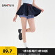 三福短裙2025夏季撞色花邊抽繩松緊腰針織蓬蓬裙半身裙女裝500286 寶藍(lán) S