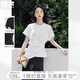 對白時髦不規(guī)則空氣層T恤女2025夏季新款蝙蝠袖收腰顯瘦短袖上衣 月光白 L