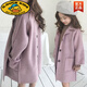 G.DUCKKIDS【優(yōu)選品質(zhì)】女童秋冬外套裝兒童中長(cháng)款雙面呢洋氣大衣女孩中大童 粉紅色 130 cm