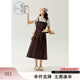 紫涵（ZIHAN）紫涵假兩件系帶收腰連衣裙女2025年夏季新款圓領(lǐng)短袖吊帶a字長裙 摩卡慕斯 XL