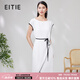 愛特愛（EITIE）簡(jiǎn)約撞色包邊收腰圓領(lǐng)連衣裙寬松顯瘦時(shí)尚夏新款女裝7007716 亮白10 L 165