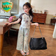 WVD國際品牌童裝女童韓版繡花牛仔褲夏季新款兒童直筒褲 藍(lán)色 褲子 160 cm (建議75到80斤)