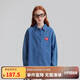 ELLE KIDS春季新品】法式學(xué)院風(fēng)女童大童純棉透氣吸濕翻領(lǐng)牛仔微落肩襯衫